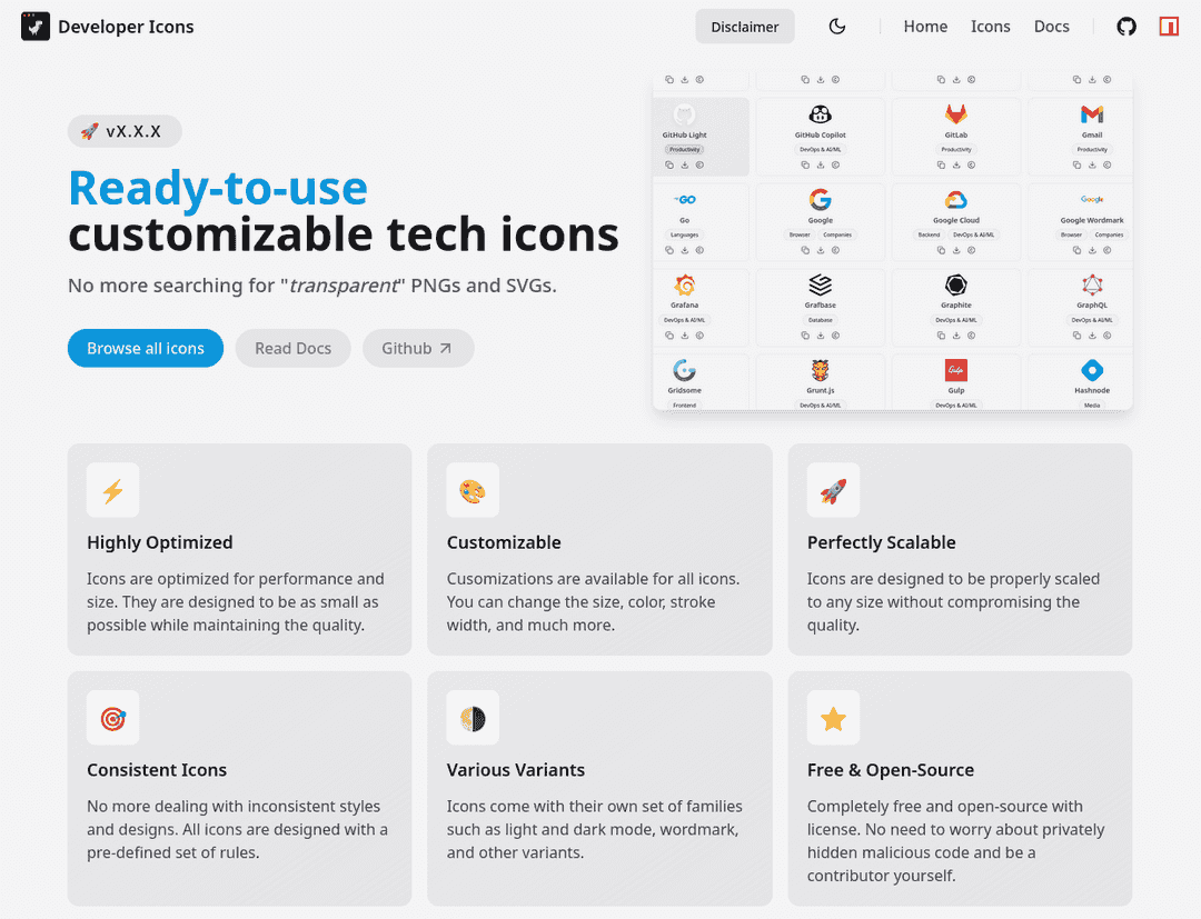 Developer Icons Preview Blurred Background