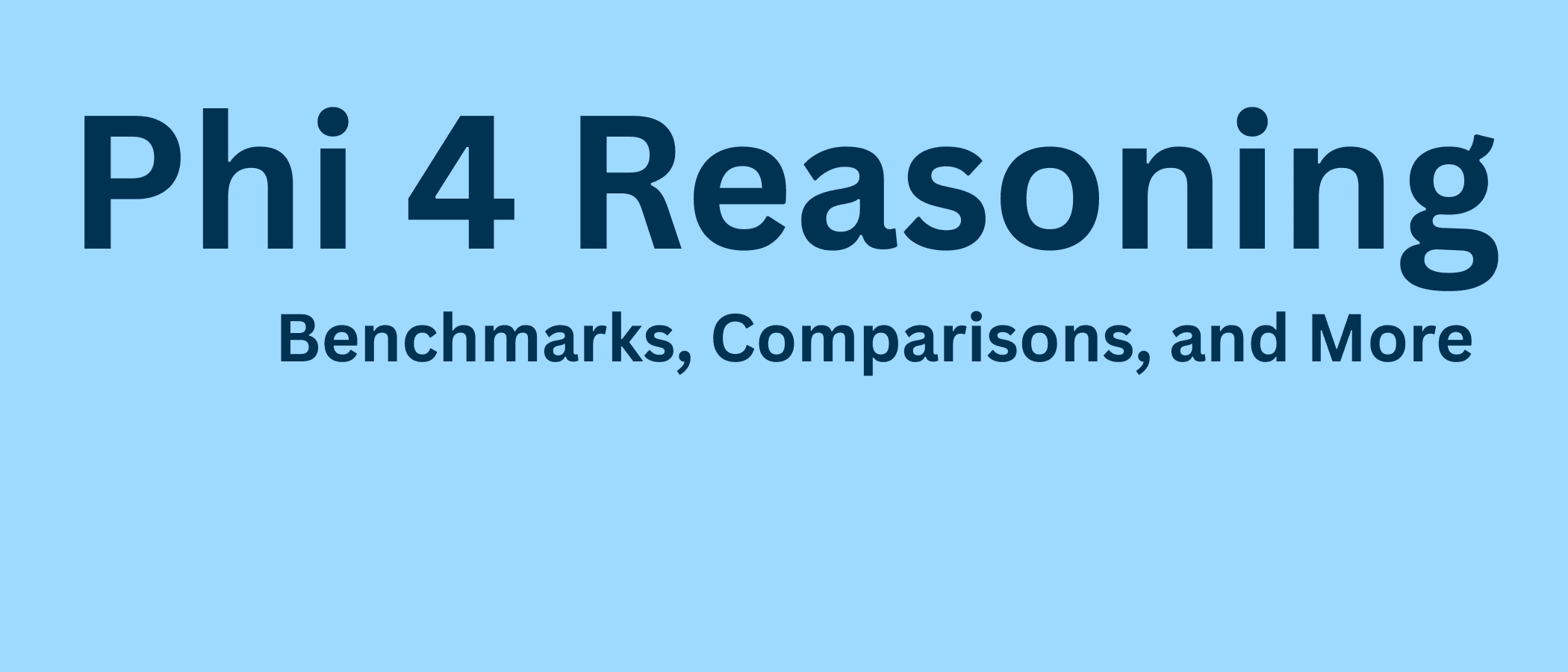 Banner featuring the text 'Phi 4 Reasoning' with a tagline 'Benchmarks, Comparisons, and More'.