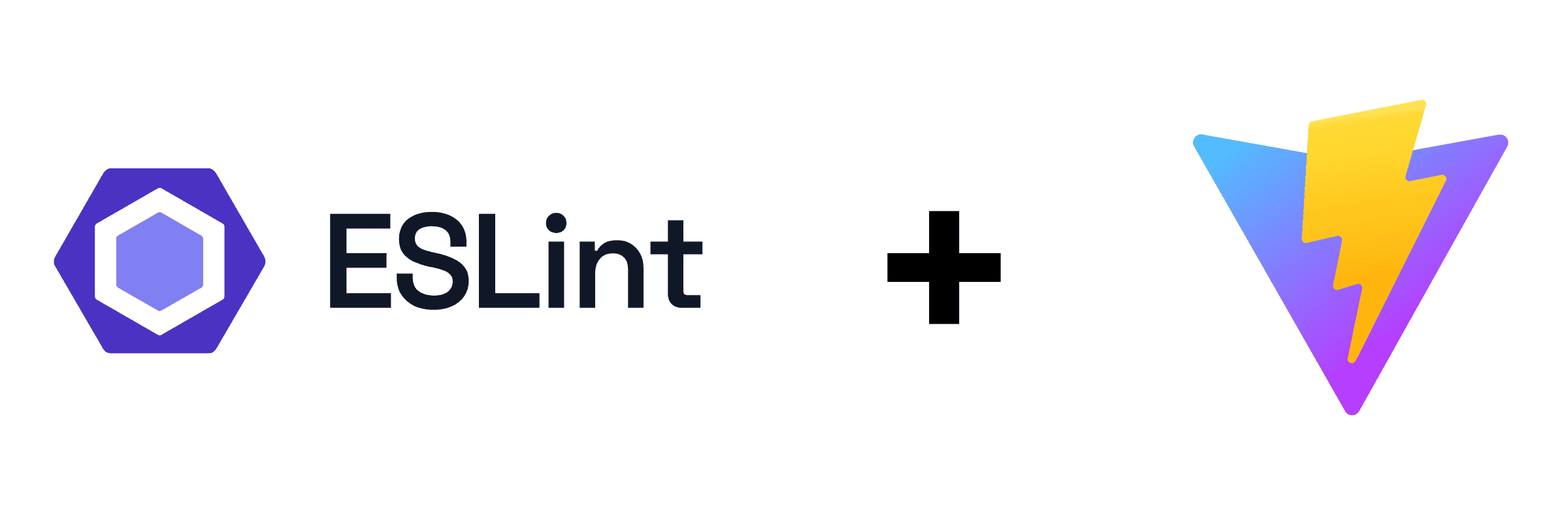 A blog post banner depicting the ESLint and Vite logos with a plus sign between them