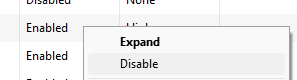 Right-click menu